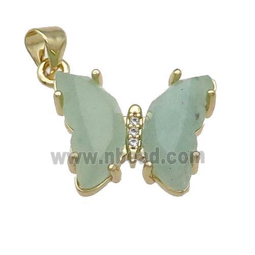 Green Aventurine Butterfly Pendant Gold Plated