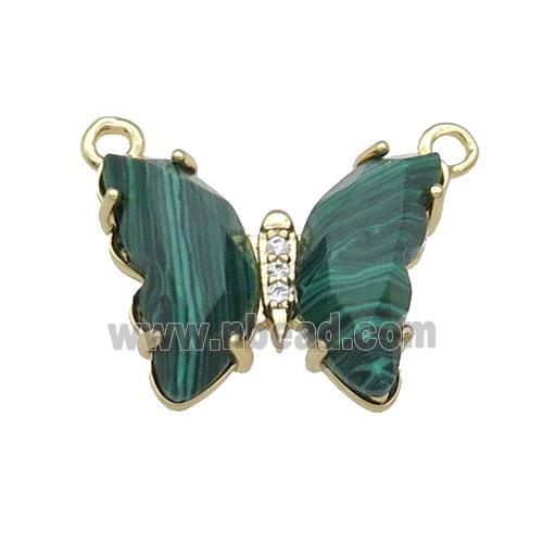 Green Synthetic Malachite Butterfly Pendant With 2loops Gold Plated