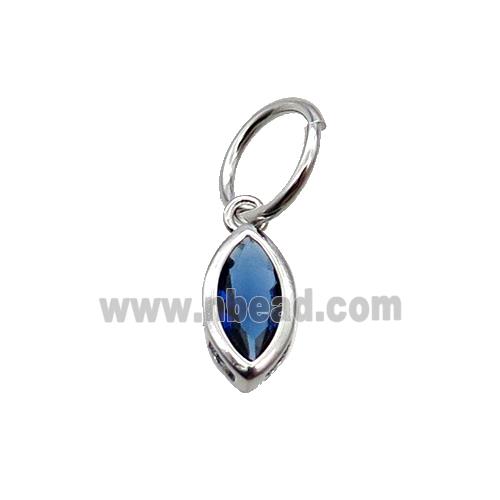 Copper Eye Pendant Pave Blue Crystal Platinum Plated