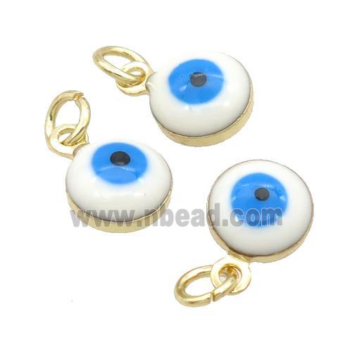 Copper Evil Eye Pendant White Enamel 18K Gold Plated