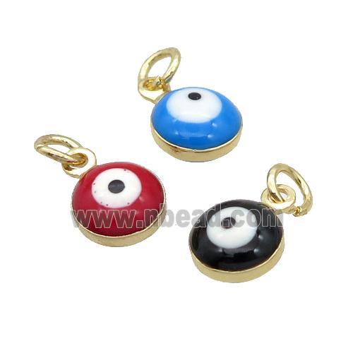 Copper Evil Eye Pendant Enamel 18K Gold Plated Mixed