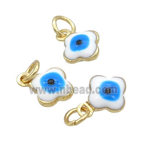 Copper Clover Pendant White Enamel Eye 18K Gold Plated