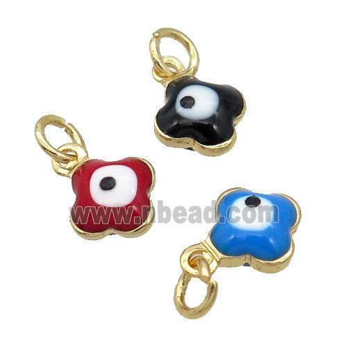 Copper Clover Pendant Enamel Eye 18K Gold Plated Mixed