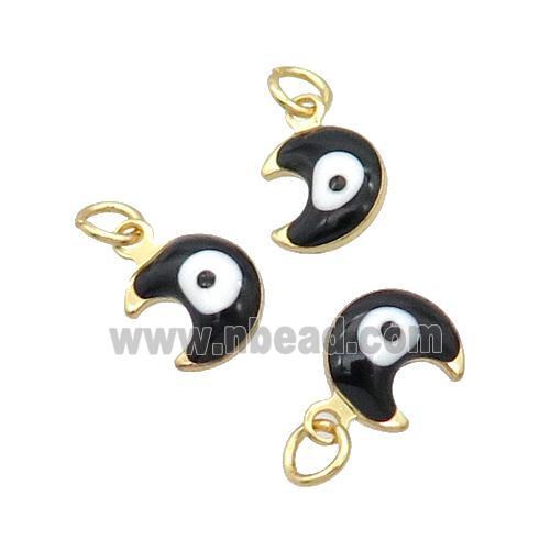 Copper Moon Pendant Black Enamel Eye 18K Gold Plated