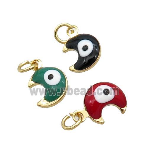 Copper Moon Pendant Enamel Eye 18K Gold Plated Mixed