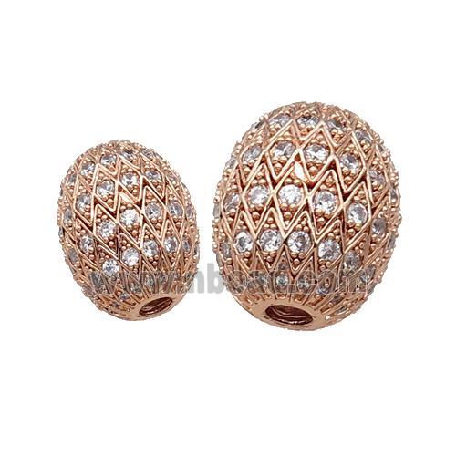 Copper Barrel Beads Pave Zircon Unfade Rose Gold