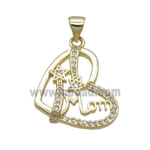 Copper Heart Pendant Pave Zircon Mom Unfade 18K Gold Plated