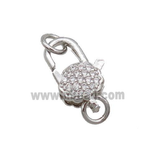 Copper Lobster Clasp Pave Zircon Unfade Platinum Plated