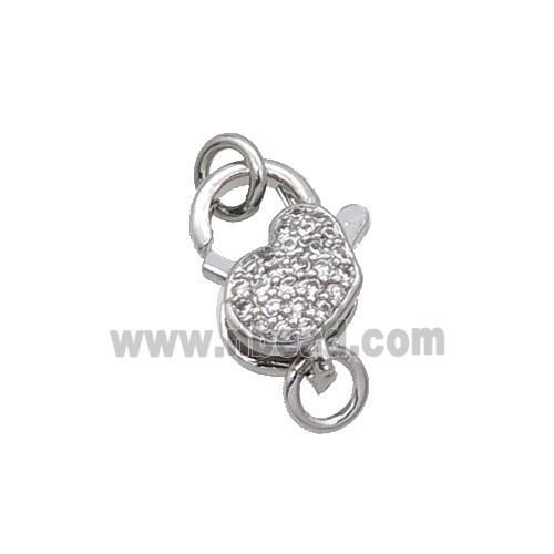 Copper Lobster Clasp Pave Zircon Heart Unfade Platinum Plated