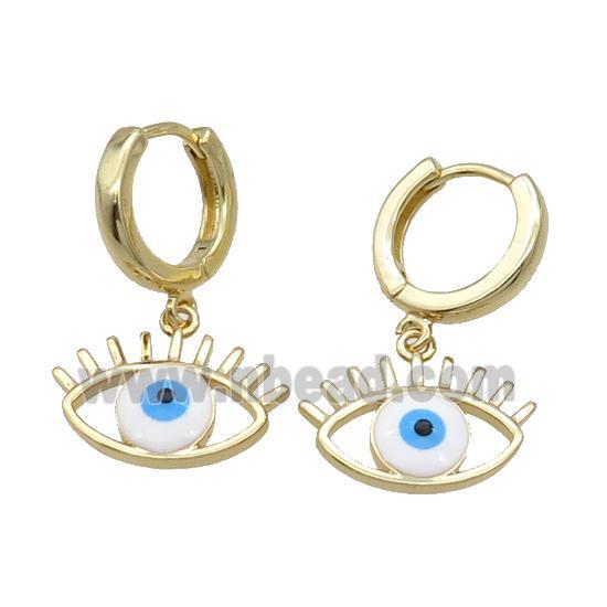 Copper Hoop Earring Evil Eye Enamel Gold Plated