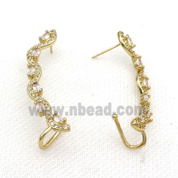 Copper Clip Earring Pave Zircon Gold Plated