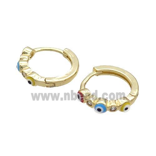 Copper Hoop Earring Multicolor Enamel Evil Eye Gold Plated