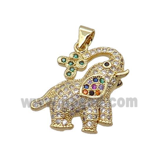 Copper Elephant Pendant Pave Zircon Gold Plated