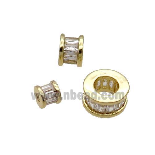 Copper Heishi Spacer Beads Pave Zircon Gold Plated