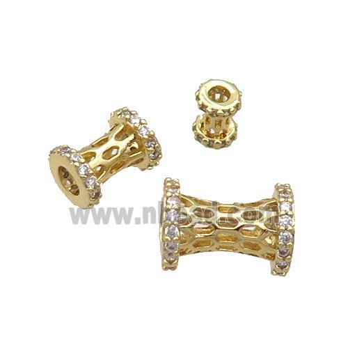 Copper Tube Beads Pave Zircon Gold Plated