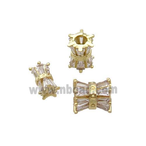 Copper Tube Beads Pave Zircon Gold Plated