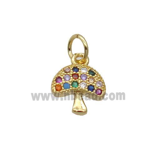 Copper Mushroom Pendant Pave Zircon Gold Plated