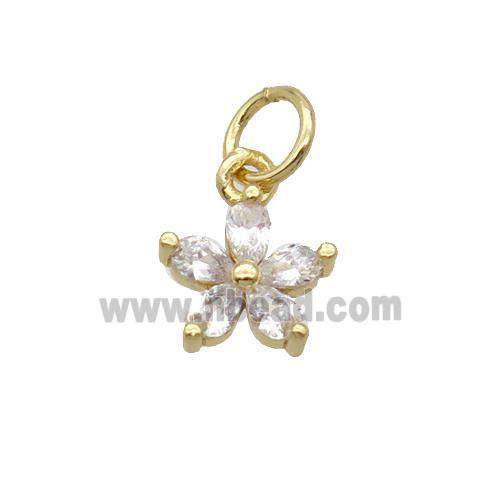 Copper Flower Pendant Pave Zircon Gold Plated