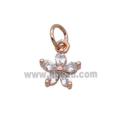 Copper Flower Pendant Pave Zircon Rose Gold