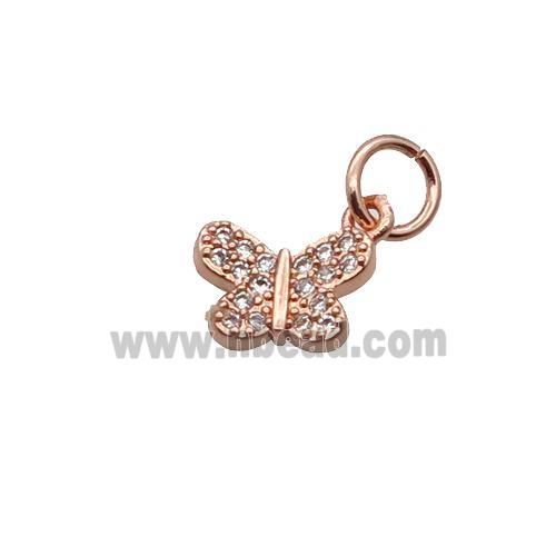 Copper Butterfly Pendant Pave Zircon Rose Gold