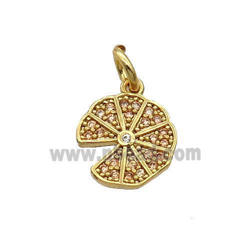 Copper Pizza Pendant Pave Zircon Gold Plated