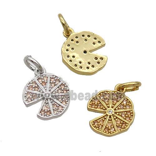 Copper Pizza Pendant Pave Zircon Mixed