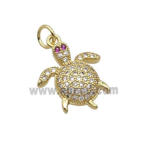 Copper Tortoise Pendant Pave Zircon Gold Plated