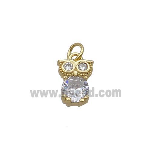 Copper Owl Pendant Pave Zircon Gold Plated