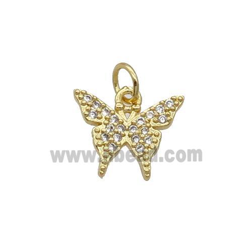 Copper Butterfly Pendant Pave Zircon Gold Plated