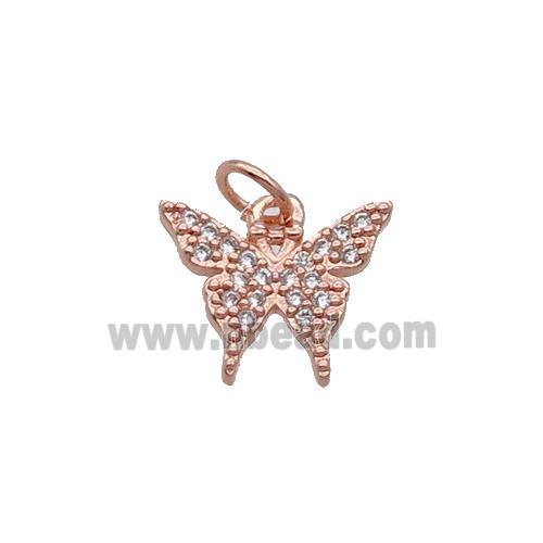 Copper Butterfly Pendant Pave Zircon Rose Gold