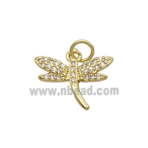 Copper Dragonfly Pendant Pave Zircon Gold Plated