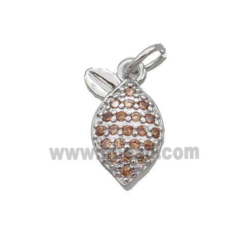 Copper Pineapple Pendant Pave Zircon Platinum Plated