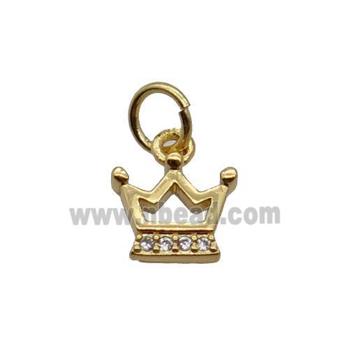 Copper Crown Pendant Pave Zircon Gold Plated