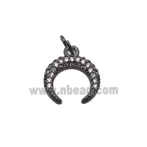 Copper Crescent Pendant Pave Zircon Moon Black Plated