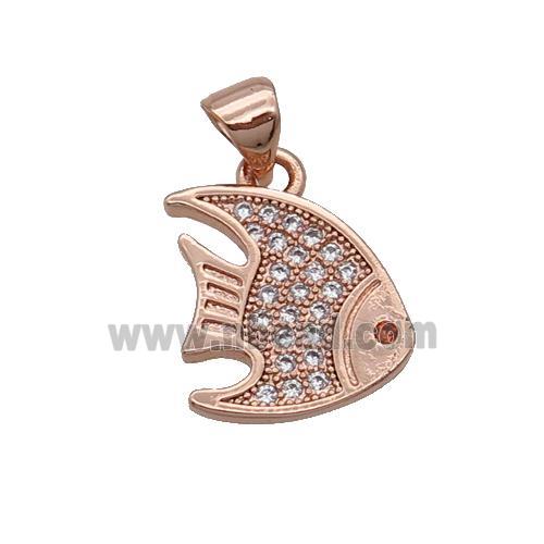 Copper Goldfish Pendant Pave Zircon Rose Gold