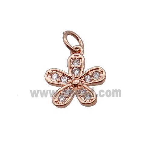 Copper Flower Pendant Pave Zircon Rose Gold