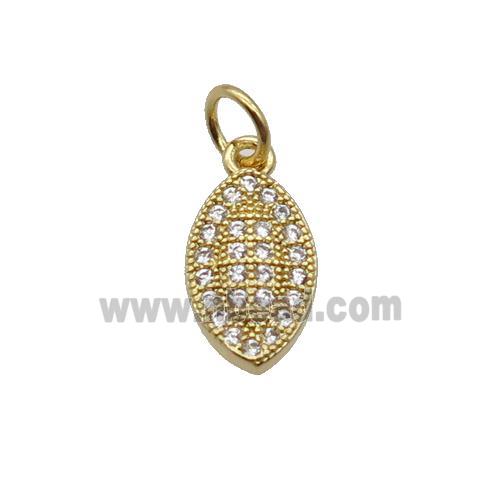 Copper Leaf Pendant Pave Zircon Gold Plated