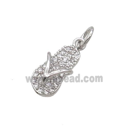 Copper Shoes Pendant Pave Zircon Platinum Plated