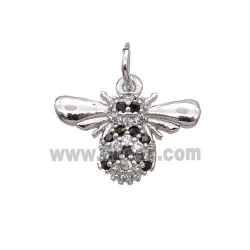 Copper Honeybee Pendant Pave Zircon Platinum Plated