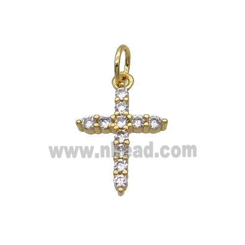 Copper Cross Pendant Pave Zircon Gold Plated