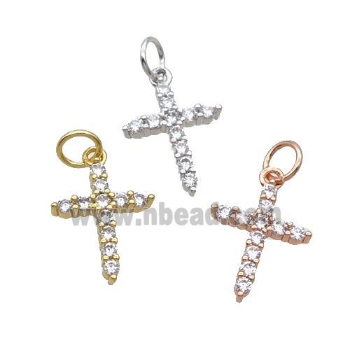 Copper Cross Pendant Pave Zircon Mixed