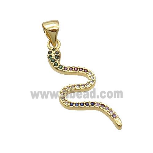 Copper Snake Pendant Pave Zircon Gold Plated