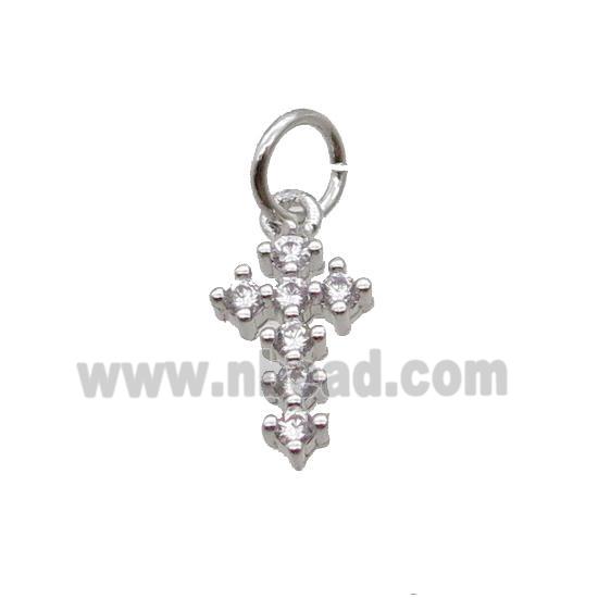 Copper Cross Pendant Pave Zircon Platinum Plated