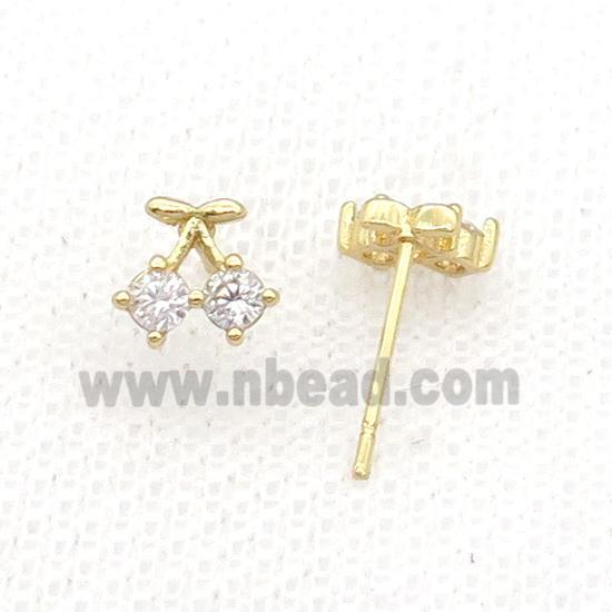 Copper Stud Earring Pave Zircon Gold Plated