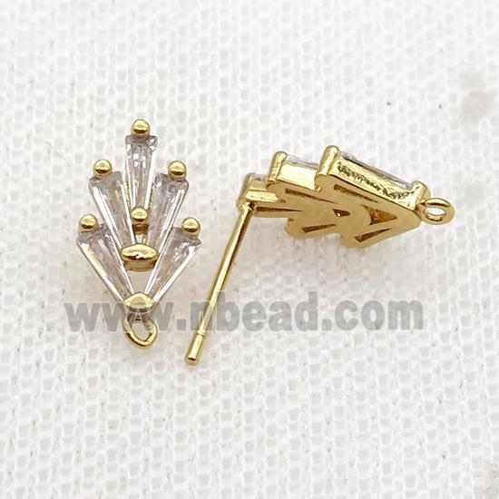 Copper Stud Earring Pave Zircon Gold Plated