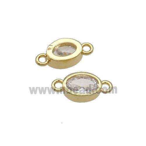 Copper Oval Connector Pave Zircon Gold Plated