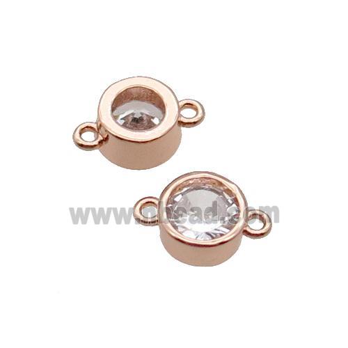 Copper Circle Connector Pave Zircon Rose Gold