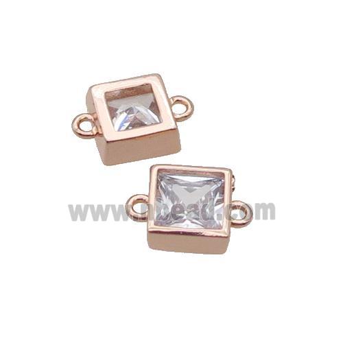 Copper Square Connector Pave Zircon Rose Gold