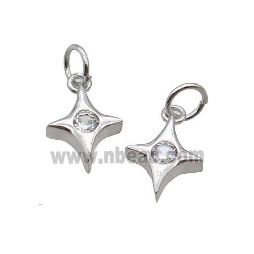 Copper Star Pendant Pave Zircon Platinum Plated