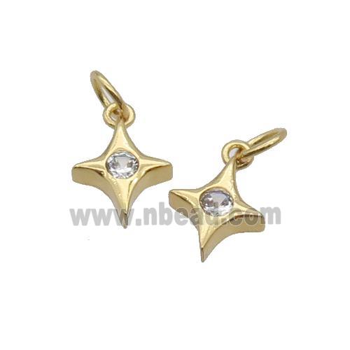 Copper Star Pendant Pave Zircon Gold Plated